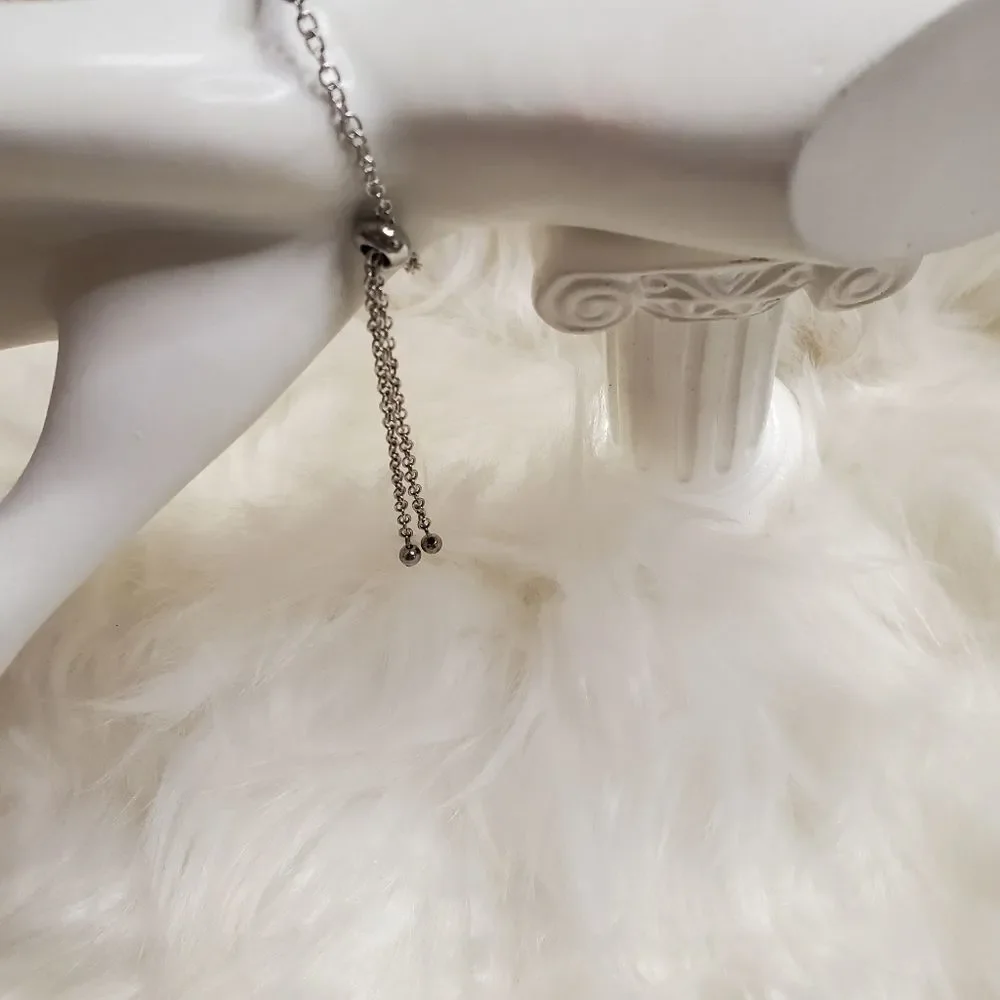Silver Rhinestone Circle Bar Adjustable Bracelet
